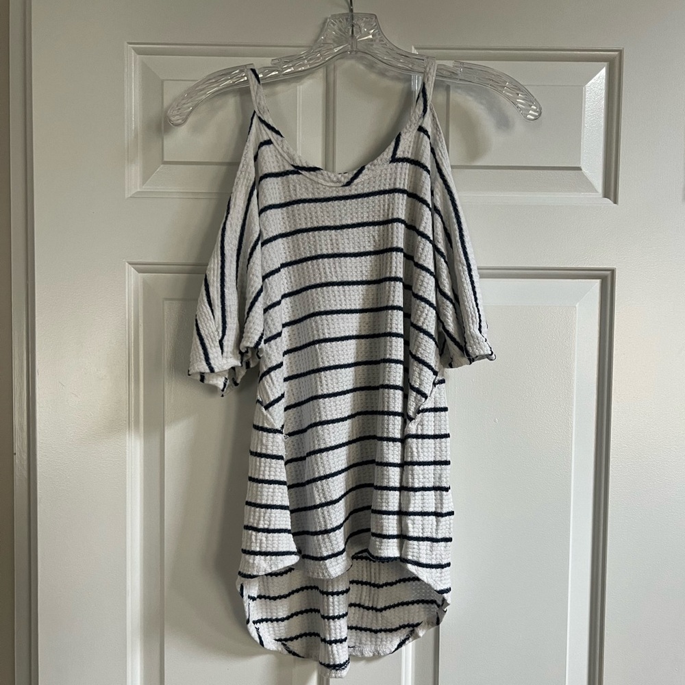 Anthropologie Lazy Sundays Blue striped top - size Medium